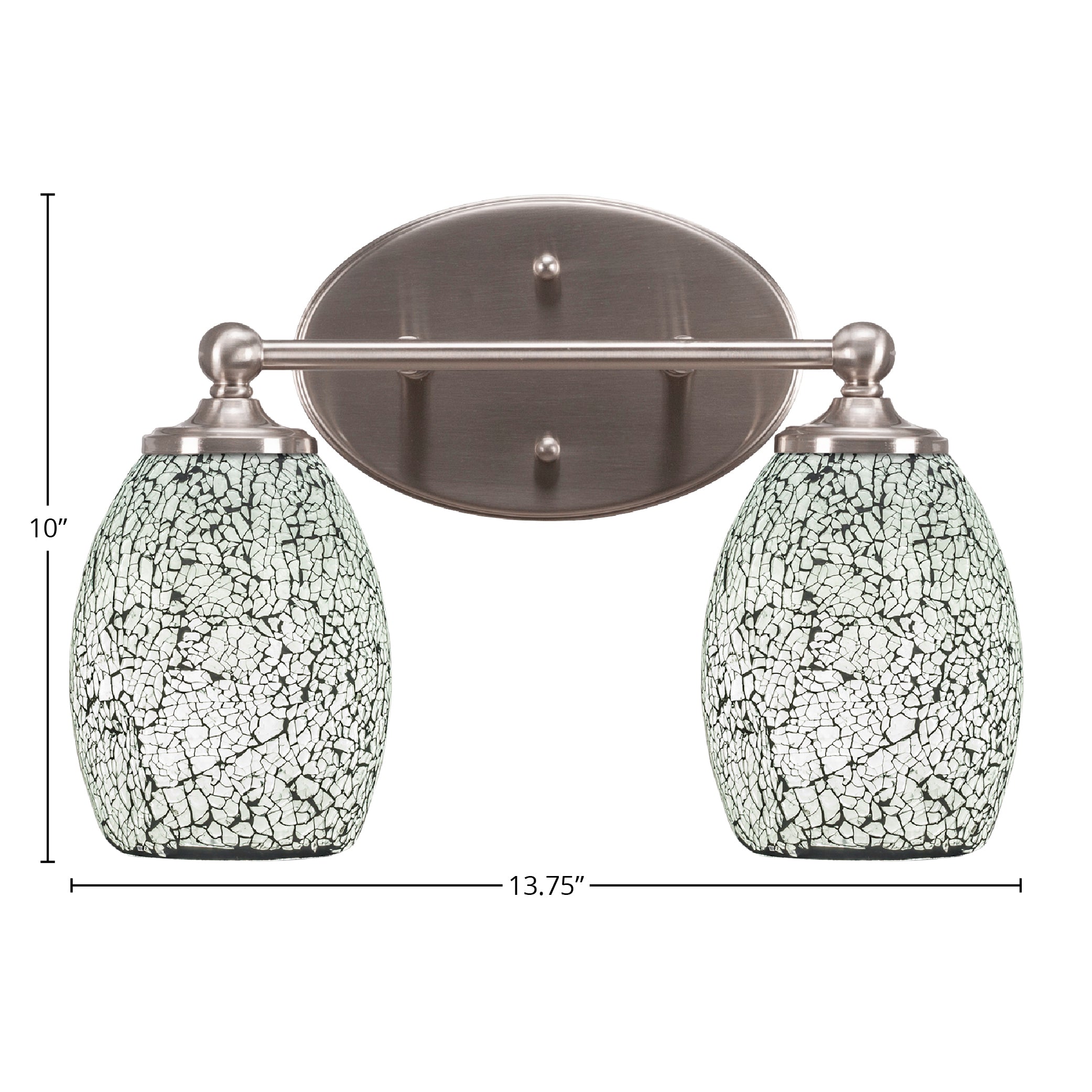 Capri Two Light Bath Bar in Brushed Nickel with 5" Black Fusion Shade
