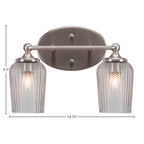 Capri Two Light Bath Bar in Brushed Nickel with 5" Clear Textured Shade
