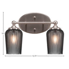 Capri Two Light Bath Bar in Brushed Nickel with 5" Smoke Textured Shade