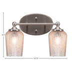 Capri Two Light Bath Bar in Brushed Nickel with 5" Silver Textured Shade
