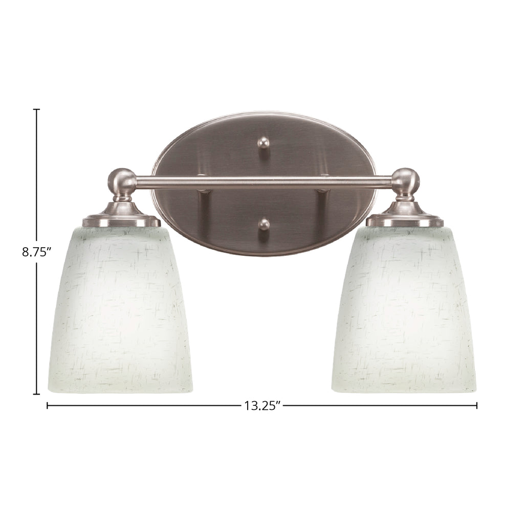 Capri Two Light Bath Bar in Brushed Nickel with 4.5" Square White Muslin Shade