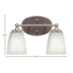 Capri Two Light Bath Bar in Brushed Nickel with 4.5" Square White Muslin Shade