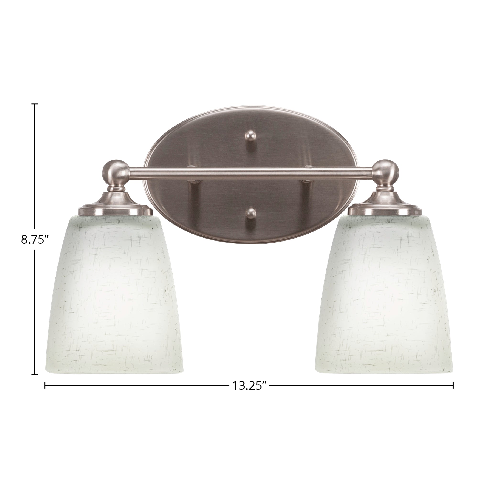 Capri Two Light Bath Bar in Brushed Nickel with 4.5" Square White Muslin Shade