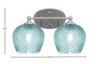 Capri Two Light Bath Bar in Brushed Nickel with 6" Turquoise Textured Shade