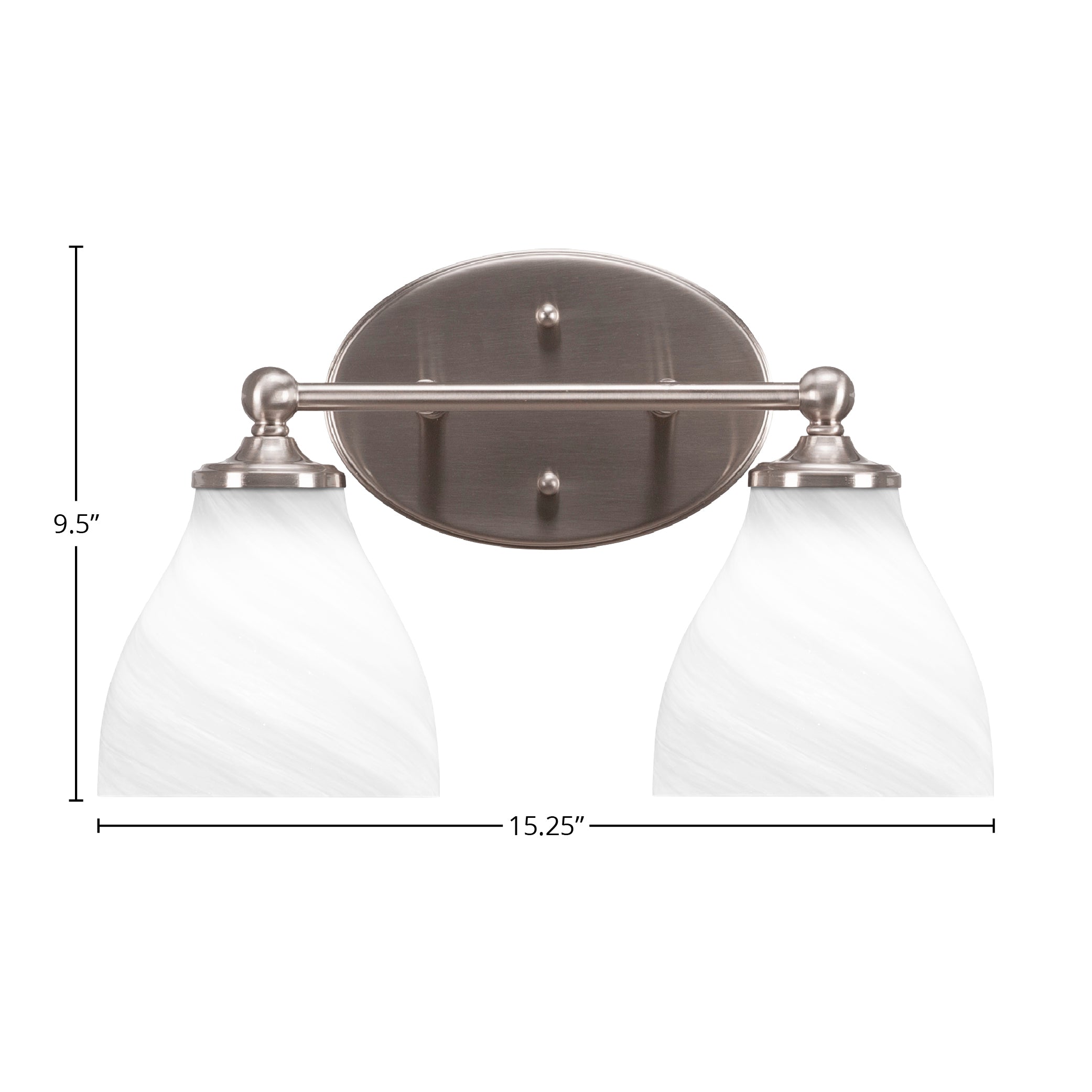 Capri Two Light Bath Bar in Brushed Nickel with 6.25" White Marble Shade