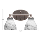 Capri Two Light Bath Bar in Brushed Nickel with 6.25" Onyx Swirl Shade
