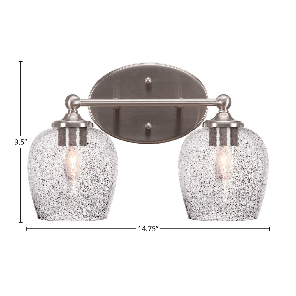 Capri Two Light Bath Bar in Brushed Nickel with 6" Smoke Bubble Shade