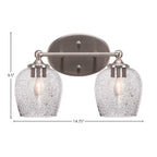 Capri Two Light Bath Bar in Brushed Nickel with 6" Smoke Bubble Shade