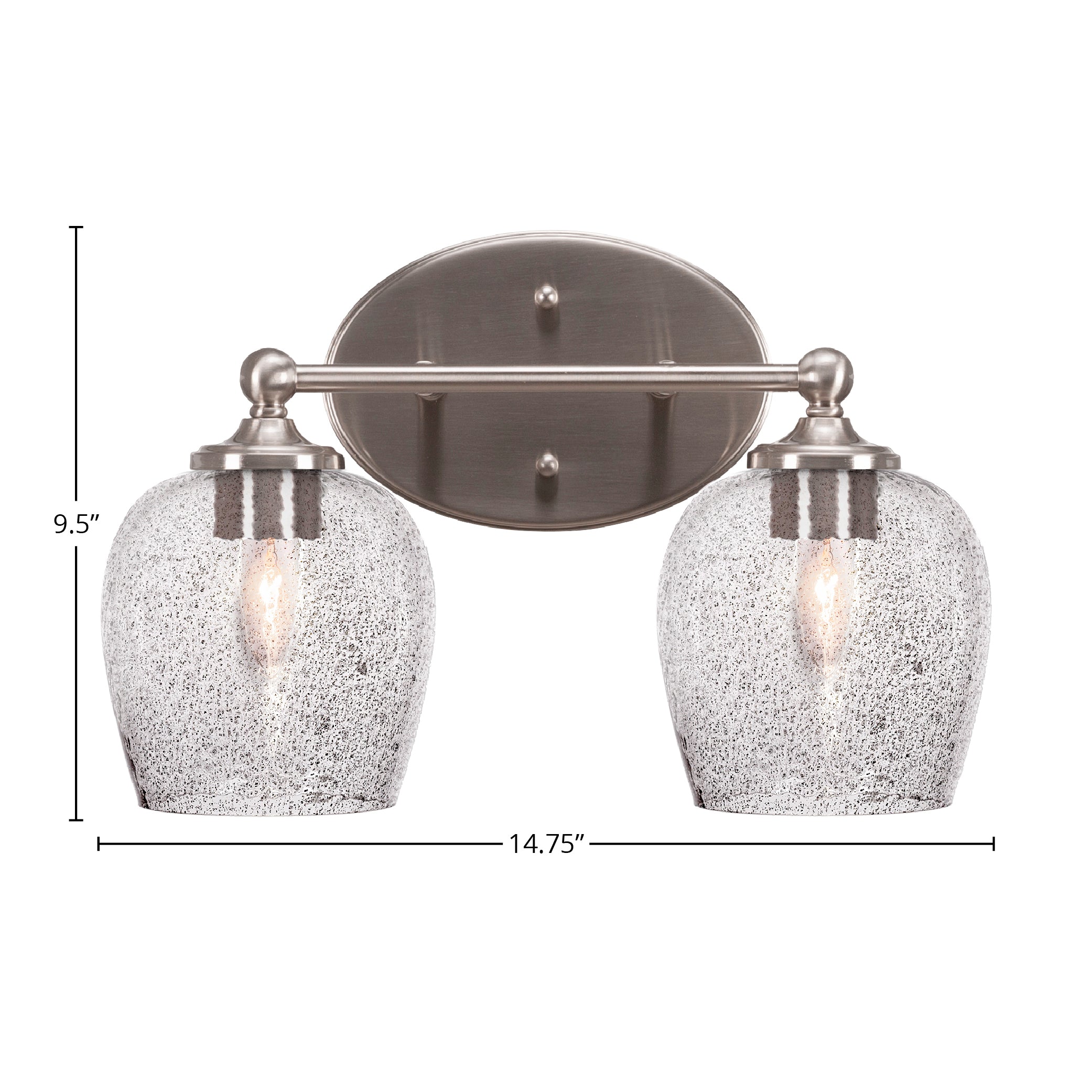 Capri Two Light Bath Bar in Brushed Nickel with 6" Smoke Bubble Shade
