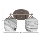 Capri Two Light Bath Bar in Brushed Nickel with 6" Onyx Swirl Shade