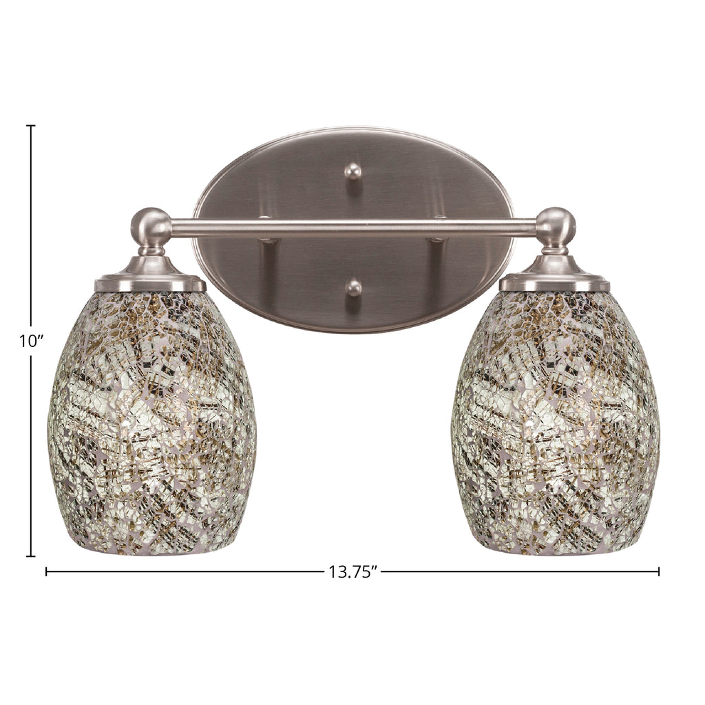 Capri Two Light Bath Bar in Brushed Nickel with 5" Natural Fusion Shade