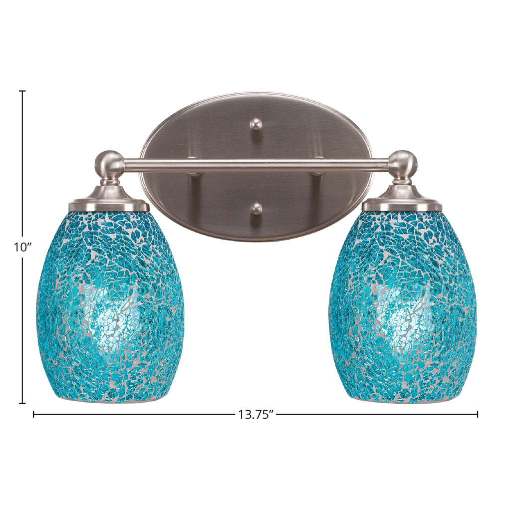 Capri Two Light Bath Bar in Brushed Nickel with 5" Turquoise Fusion Shade