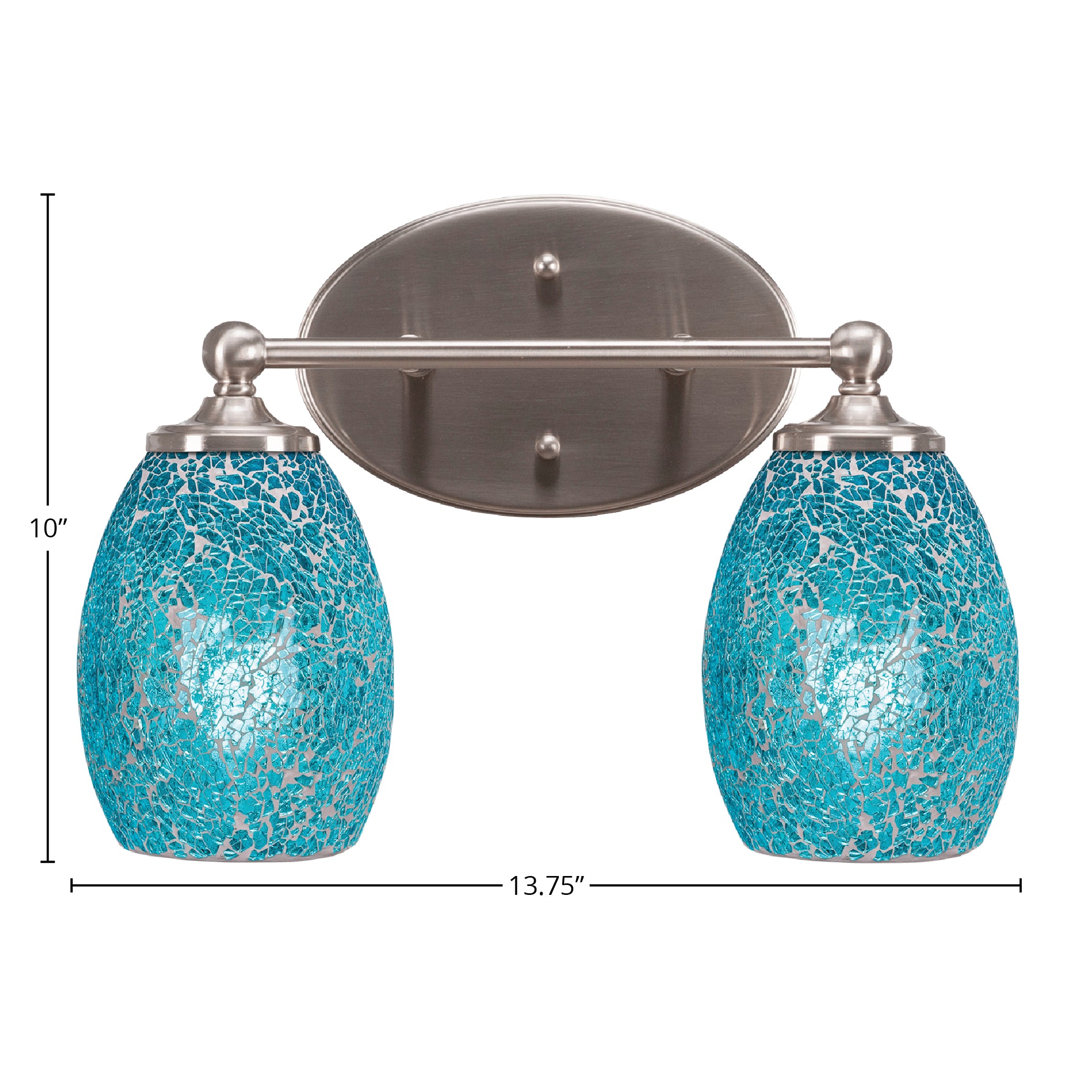 Capri Two Light Bath Bar in Brushed Nickel with 5" Turquoise Fusion Shade