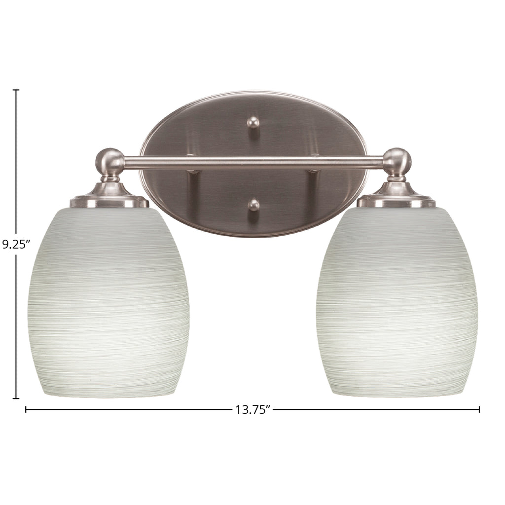 Capri Two Light Bath Bar in Brushed Nickel with 5" White Linen Shade