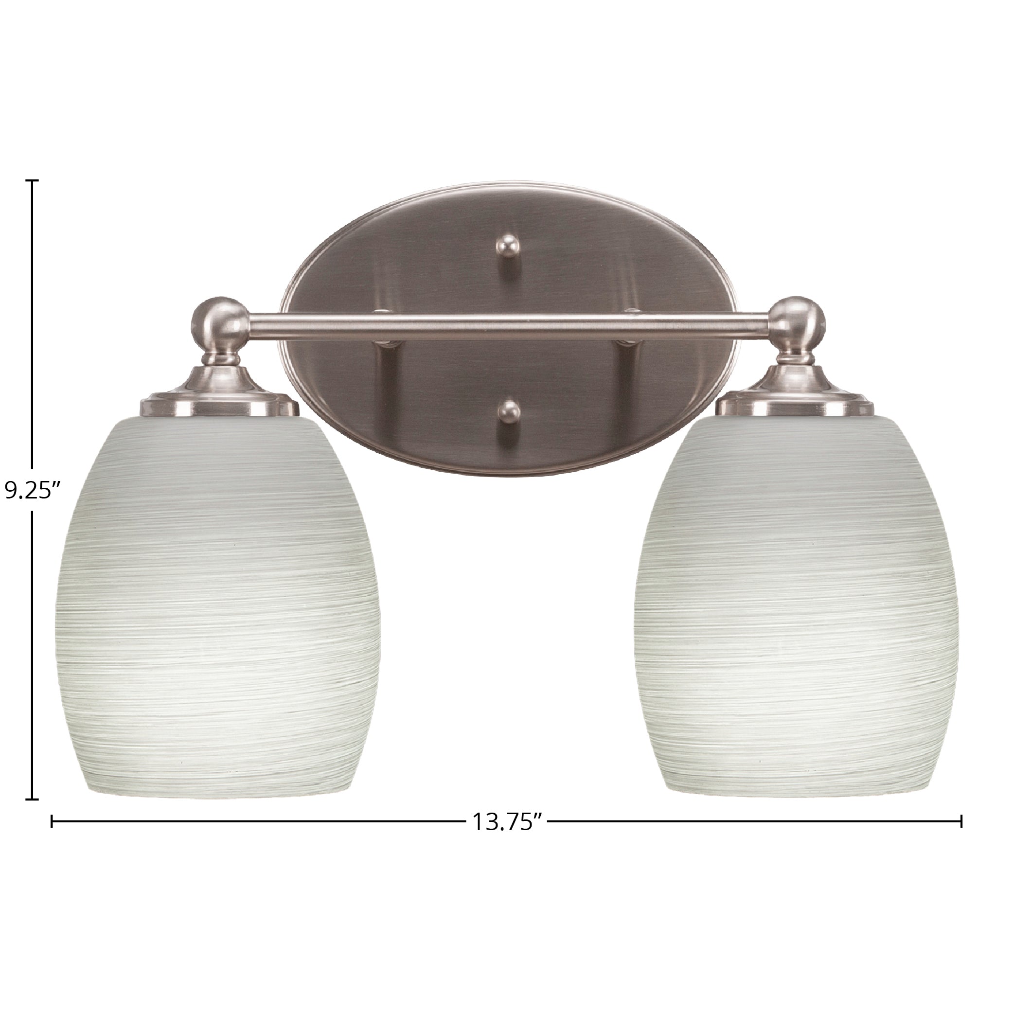 Capri Two Light Bath Bar in Brushed Nickel with 5" White Linen Shade