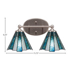 Capri Two Light Bath Bar in Brushed Nickel with 7" Sea Ice Art Glass Shade