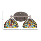 Capri Two Light Bath Bar in Brushed Nickel with 7" Kaleidoscope Art Glass Shade