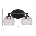 Capri Two Light Bath Bar in Matte Black with 7" Clear Bubble Shade