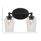 Capri Two Light Bath Bar in Matte Black with 5" Clear Bubble Shade