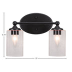 Capri Two Light Bath Bar in Matte Black with 4" Clear Bubble Shade