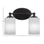 Capri Two Light Bath Bar in Matte Black with 4" White Marble Shade