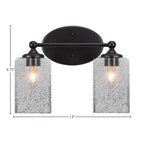 Capri Two Light Bath Bar in Matte Black with 4" Smoke Bubble Shade