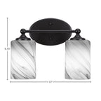 Capri Two Light Bath Bar in Matte Black with 4" Onyx Swirl Shade
