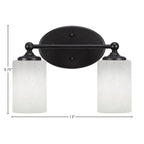 Capri Two Light Bath Bar in Matte Black with 4" White Muslin Shade