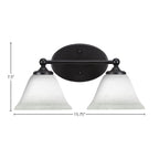 Capri Two Light Bath Bar in Matte Black with 7" White Muslin Shade