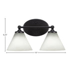 Capri Two Light Bath Bar in Matte Black with 7" White Muslin Shade