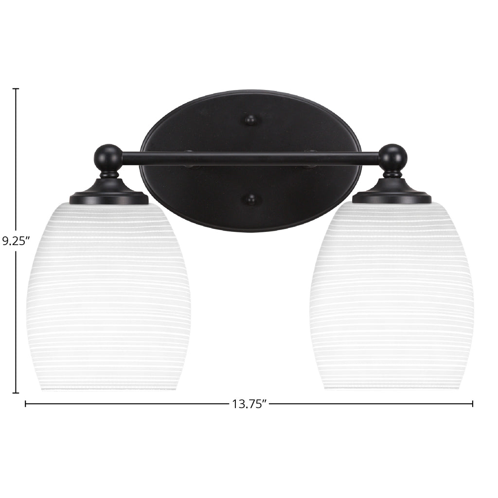 Capri Two Light Bath Bar in Matte Black with 5" White Matrix Shade