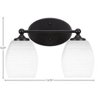 Capri Two Light Bath Bar in Matte Black with 5" White Matrix Shade