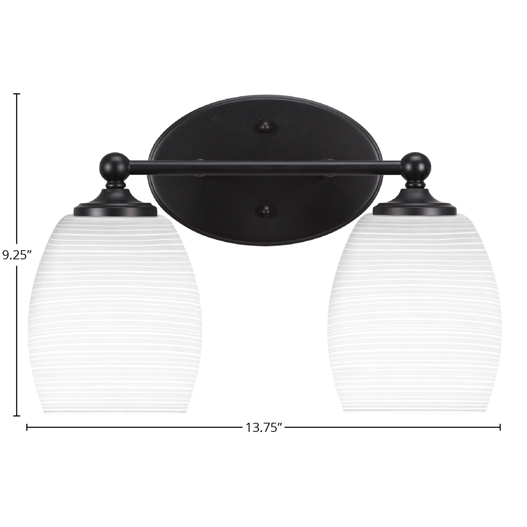 Capri Two Light Bath Bar in Matte Black with 5" White Matrix Shade