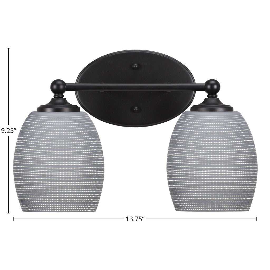 Capri Two Light Bath Bar in Matte Black with 5" Gray Matrix Shade