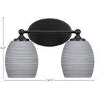 Capri Two Light Bath Bar in Matte Black with 5" Gray Matrix Shade