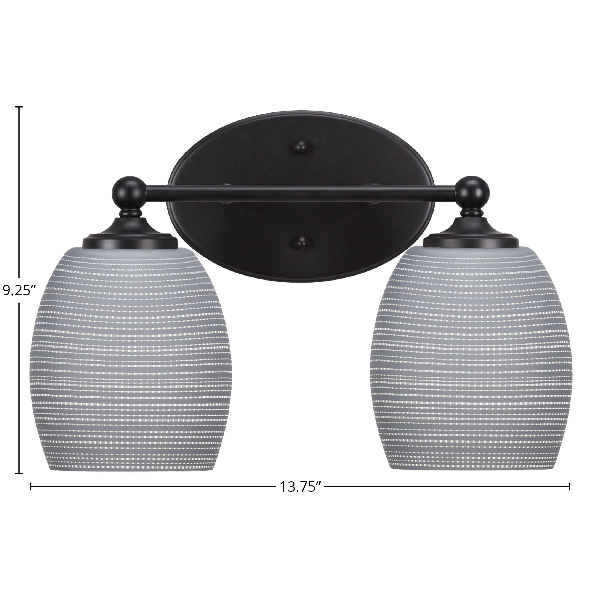 Capri Two Light Bath Bar in Matte Black with 5" Gray Matrix Shade