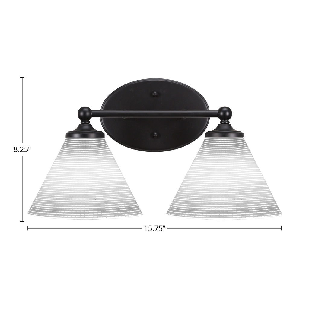 Capri Two Light Bath Bar in Matte Black with 7" White Matrix Shade