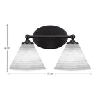 Capri Two Light Bath Bar in Matte Black with 7" White Matrix Shade
