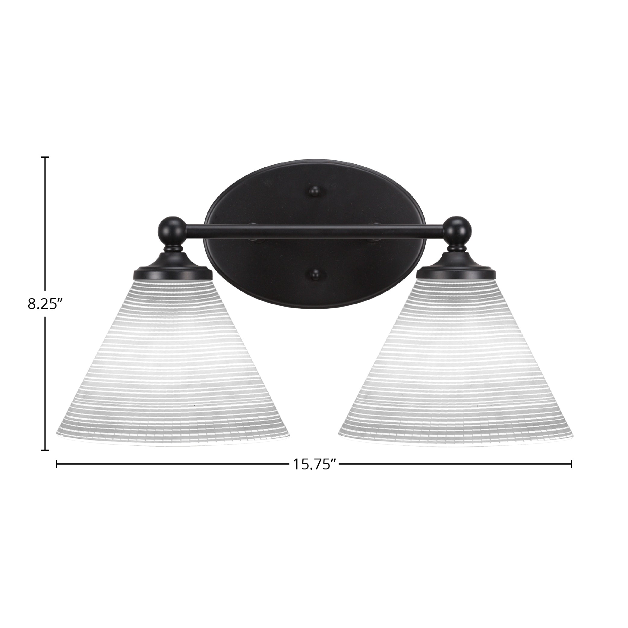 Capri Two Light Bath Bar in Matte Black with 7" White Matrix Shade