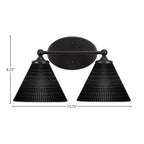 Capri Two Light Bath Bar in Matte Black with 7" Black Matrix Shade