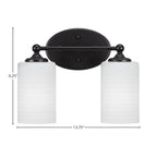 Capri Two Light Bath Bar in Matte Black with 4" White Matrix Shade