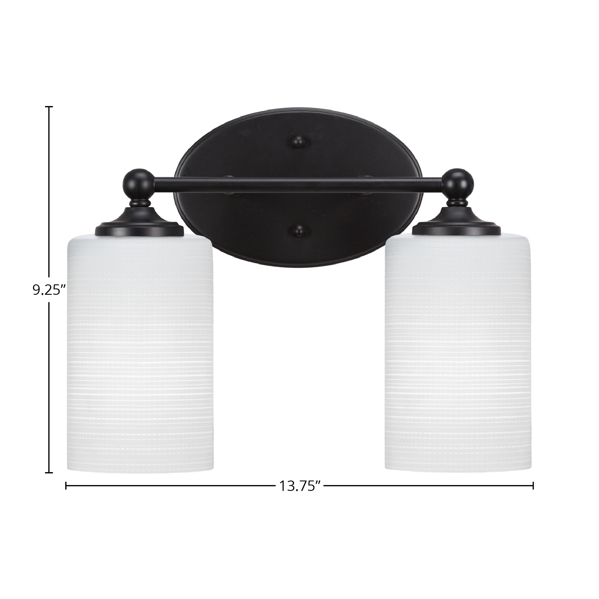 Capri Two Light Bath Bar in Matte Black with 4" White Matrix Shade