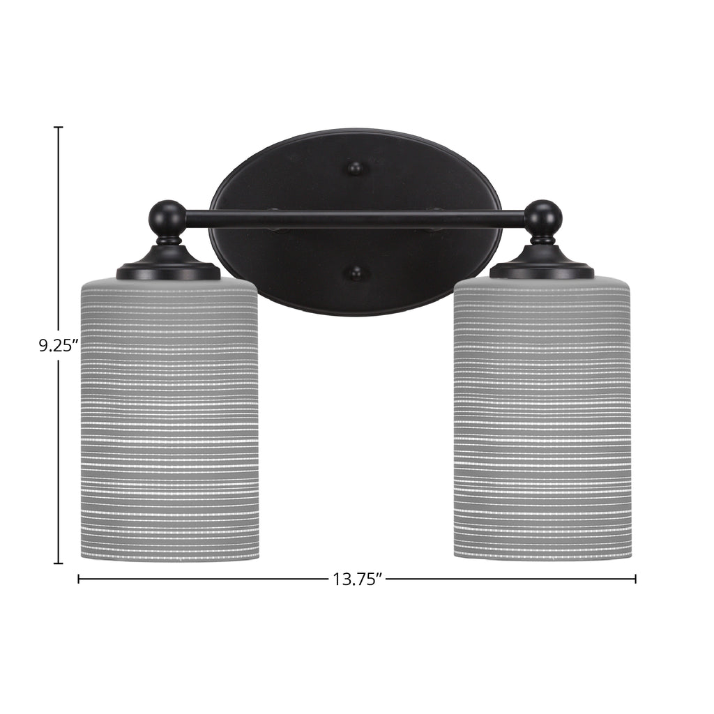 Capri Two Light Bath Bar in Matte Black with 4" Gray Matrix Shade