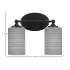 Capri Two Light Bath Bar in Matte Black with 4" Gray Matrix Shade