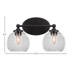 Capri Two Light Bath Bar in Matte Black with 5.75" Clear Bubble Shade