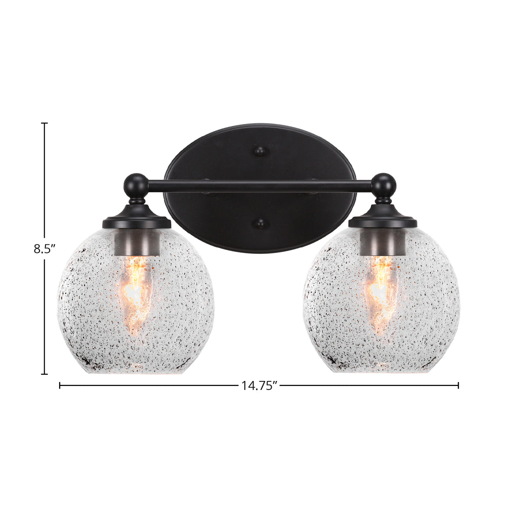 Capri Two Light Bath Bar in Matte Black with 5.75" Smoke Bubble Shade
