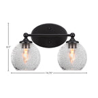 Capri Two Light Bath Bar in Matte Black with 5.75" Smoke Bubble Shade