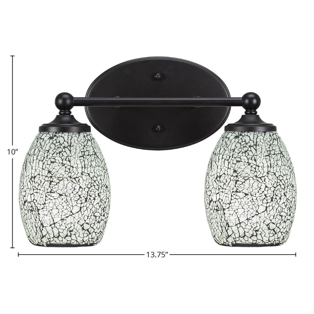 Capri Two Light Bath Bar in Matte Black with 5" Black Fusion Shade