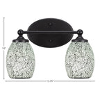 Capri Two Light Bath Bar in Matte Black with 5" Black Fusion Shade