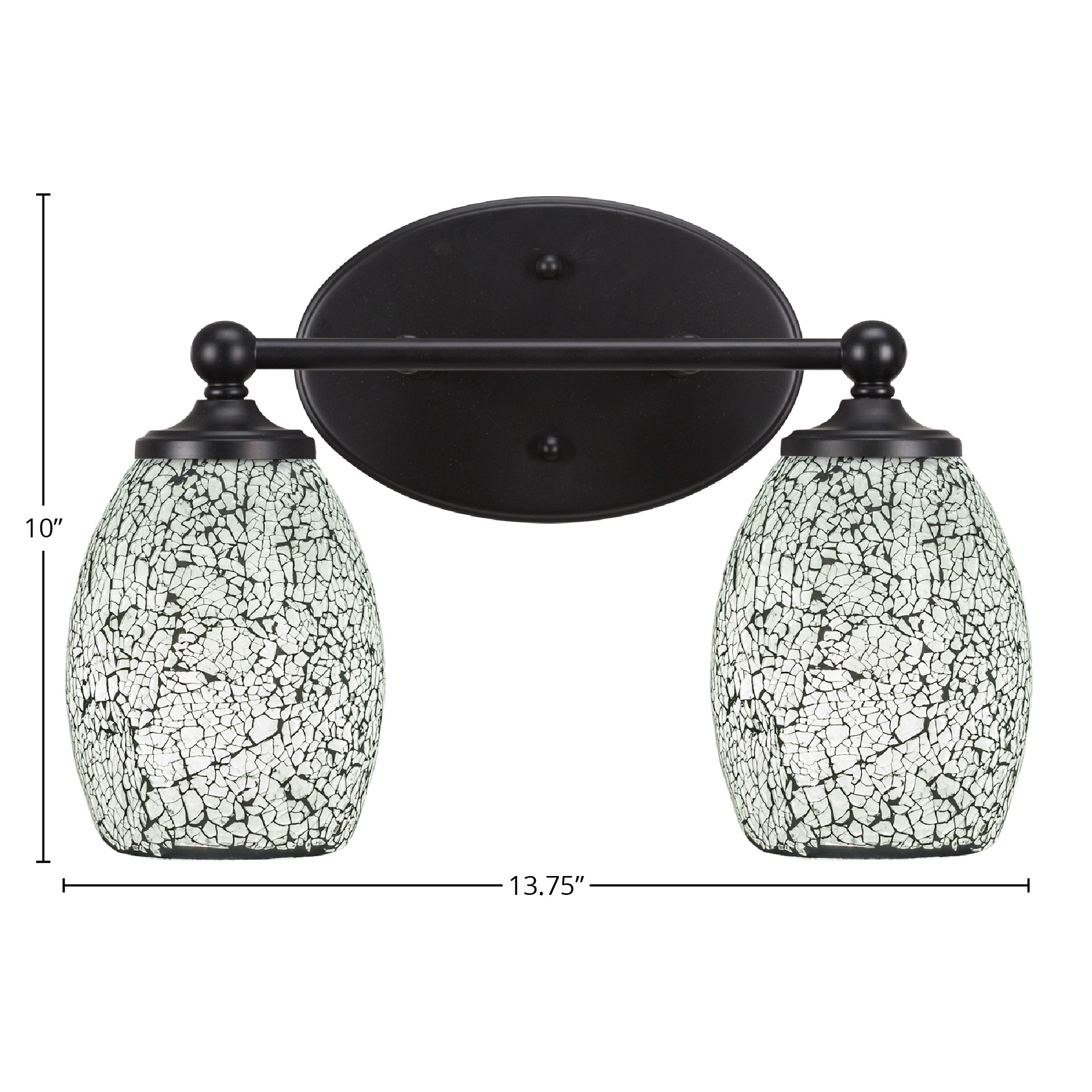 Capri Two Light Bath Bar in Matte Black with 5" Black Fusion Shade